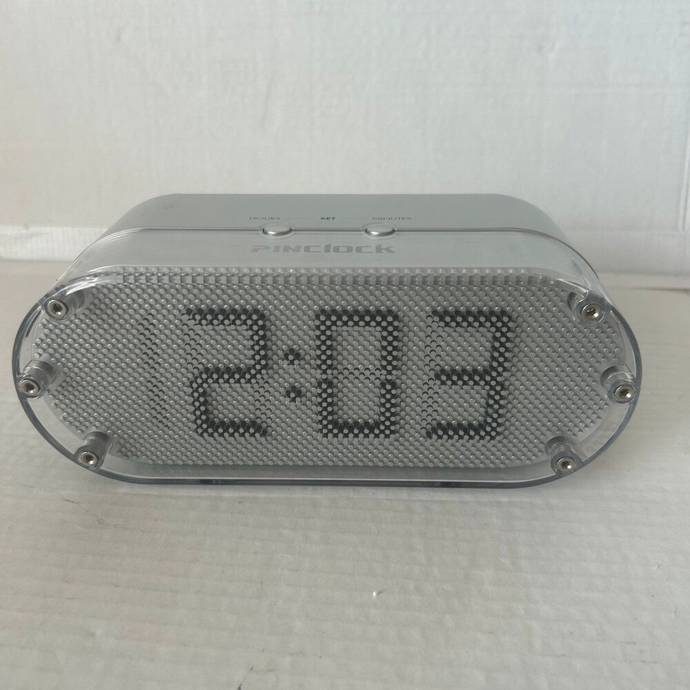 RARE Vintage PINCLOCK by DAKA Mechanical Displays Time Silver